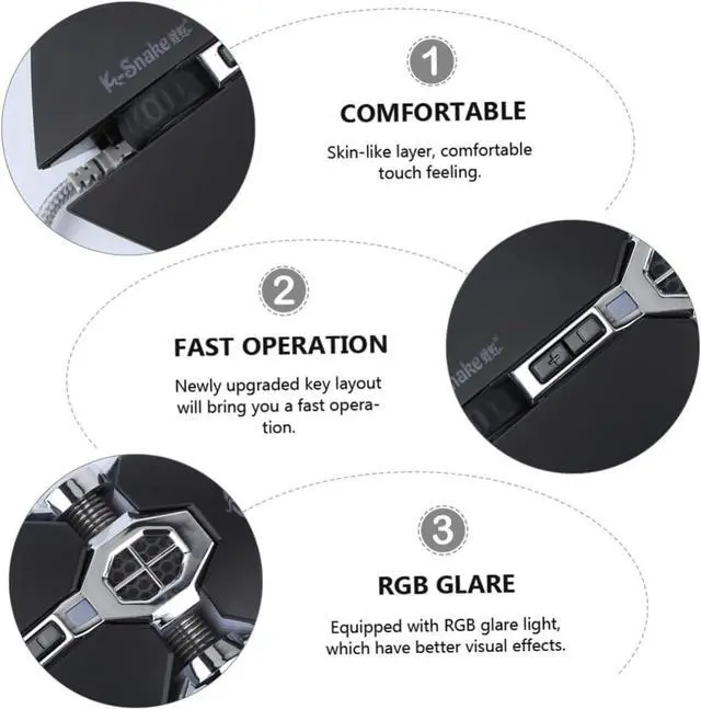 Alt view image 3 of 7 - 1pc Gaming Mouse Gaming Mouse Computer Mouse Wired Mouse Professional Gaming Mouse Luminous Mouse Computer USB Mouse Primary Mechanical Mouse Plastic/5 (Color: Blackx3pcs Size: 12.5X6.3CMx3pcs) (Blac