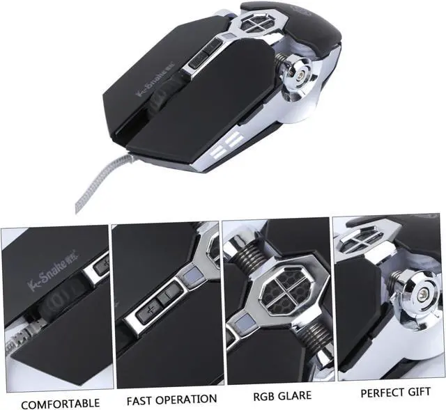 Alt view image 4 of 7 - 1pc Gaming Mouse Gaming Mouse Computer Mouse Wired Mouse Professional Gaming Mouse Luminous Mouse Computer USB Mouse Primary Mechanical Mouse Plastic/5 (Color: Blackx3pcs Size: 12.5X6.3CMx3pcs) (Blac