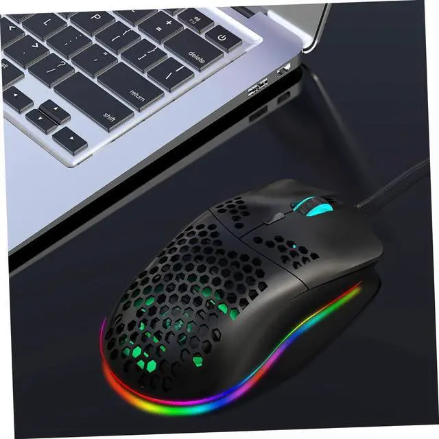 Alt view image 2 of 7 - Hole Mouse RGB Illuminated 6 Button Gaming Mouse Corded Mouse Computer Mouse Wired Mouse Colorful Light Gaming Mouse Programmable Lighting Mouse Wired Mouse RGB Mouse Shine/24