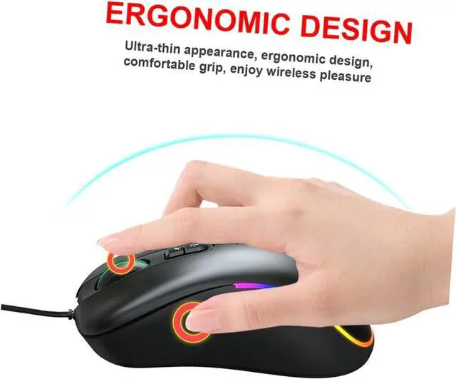 Alt view image 6 of 7 - Hole Mouse RGB Illuminated 6 Button Gaming Mouse Corded Mouse Computer Mouse Wired Mouse Colorful Light Gaming Mouse Programmable Lighting Mouse Wired Mouse RGB Mouse Shine/24