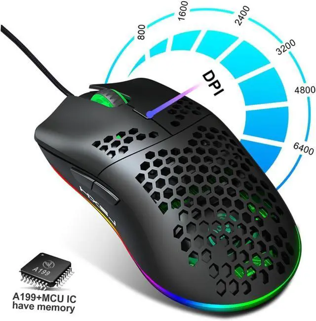 Alt view image 5 of 7 - Hole Mouse RGB Illuminated 6 Button Gaming Mouse Corded Mouse Computer Mouse Wired Mouse Colorful Light Gaming Mouse Programmable Lighting Mouse Wired Mouse RGB Mouse Shine/24