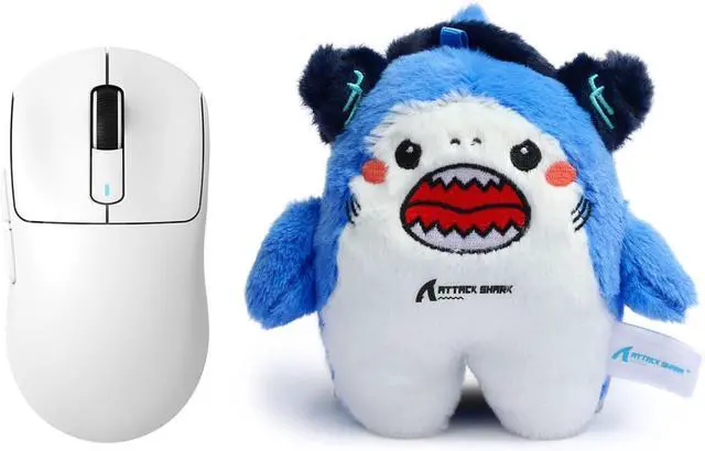 Main image of ATTACK SHARK X3 Wireless Gaming Mouse + Official Mascot Plush Bundle for Gamers-White