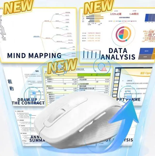 Alt view image 2 of 6 - JOMAA Wireless + Bluetooth AI Mouse Smart Voice Mouse Support Stroke Translation Voice Input Conversion to Improve Work Efficiency, Applicable to Win, Mac (White)
