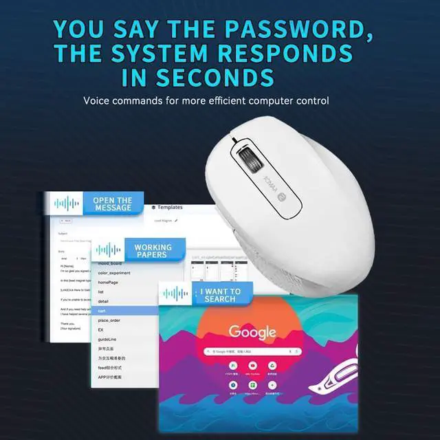 Alt view image 4 of 6 - JOMAA Wireless + Bluetooth AI Mouse Smart Voice Mouse Support Stroke Translation Voice Input Conversion to Improve Work Efficiency, Applicable to Win, Mac (White)