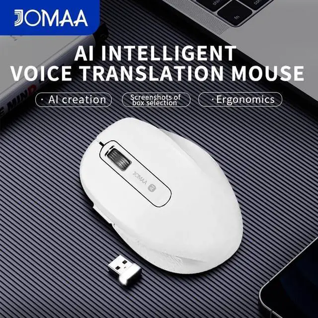 Alt view image 6 of 6 - JOMAA Wireless + Bluetooth AI Mouse Smart Voice Mouse Support Stroke Translation Voice Input Conversion to Improve Work Efficiency, Applicable to Win, Mac (White)