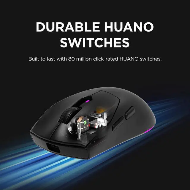Alt view image 6 of 7 - Rampage Prote M5 Wireless & Wired Gaming Mouse  24000 DPI, RGB Backlight, 6 Programmable Buttons, BT/2.4GHz/Wired, Ergonomic Design, 400mAh Battery, Macro Support (Black)