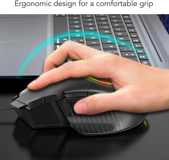 Alt view image 2 of 7 - Wired Mouse 7200 dpi RGB Backlit 8 Keys BT Gaming Mouse Computer Mouse Ergonomic Design Mouse with Fire Button for Laptop PC/45