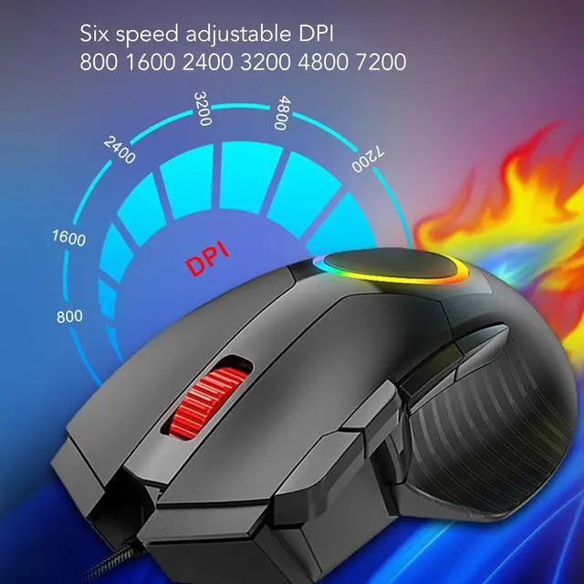 Alt view image 4 of 7 - Wired Mouse 7200 dpi RGB Backlit 8 Keys BT Gaming Mouse Computer Mouse Ergonomic Design Mouse with Fire Button for Laptop PC/45