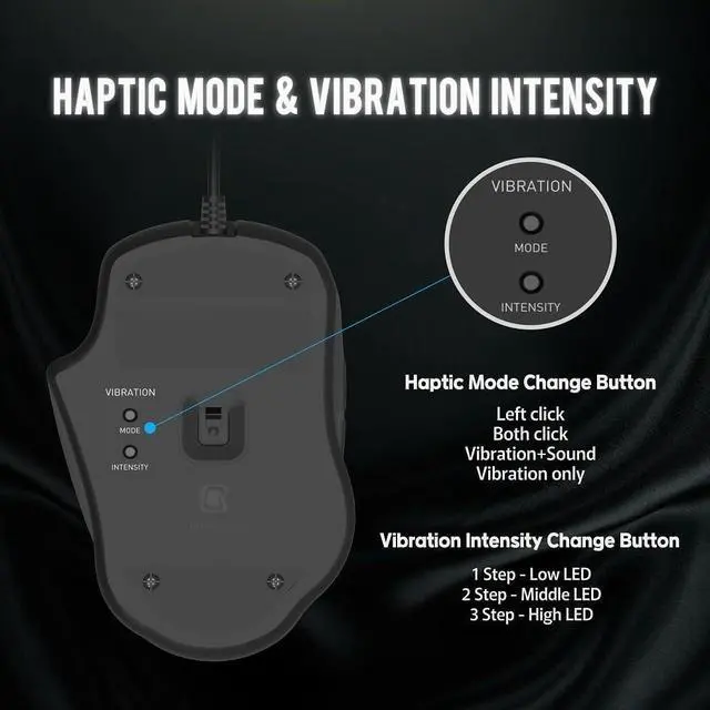 Alt view image 4 of 7 - 4D Vibration Gaming Mouse SH60P | Haptic Click Mode and Vibration Intensity Change Button | Macro Program | Unique FPS Gaming Experience on PC