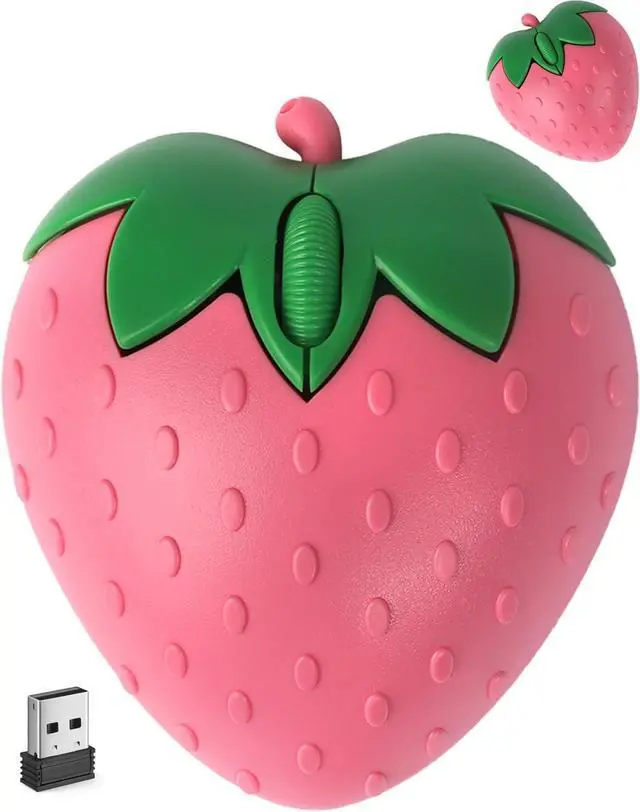 Alt view image 6 of 7 - Wireless Mouse Cute Pig Design Bluetooth Dual Mode Portable Compact Lightweight Silent Optical Kawaii Mice Kids Girls Student School Office Gift White,Cute Strawberry Shape Wireless Bluetooth Mice