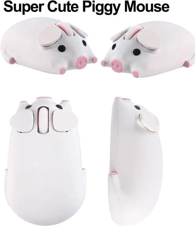 Alt view image 3 of 7 - Wireless Mouse Cute Pig Design Bluetooth Dual Mode Portable Compact Lightweight Silent Optical Kawaii Mice Kids Girls Student School Office Gift White,Cute Strawberry Shape Wireless Bluetooth Mice