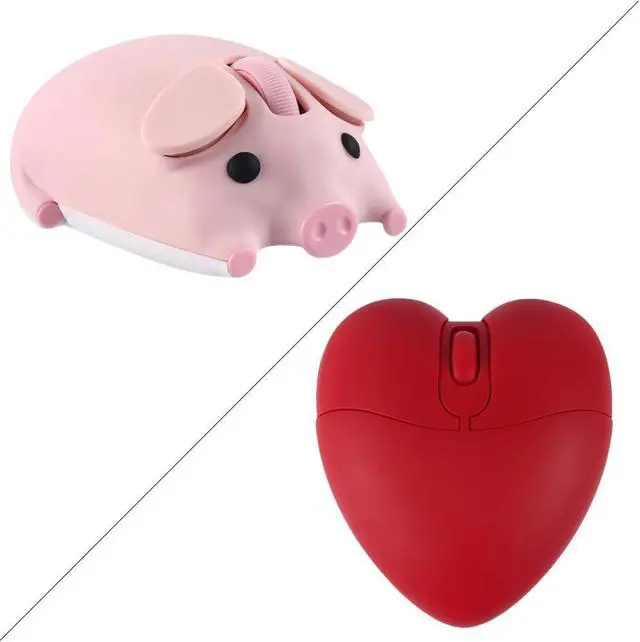 Main image of Wireless Mouse Cute Pig Design Bluetooth Dual Mode Portable Compact Lightweight Silent Optical Kawaii Mice Kids Girls Student School Office Gift,Cute Red Love Heart Shape Wireless Bluetooth Mice