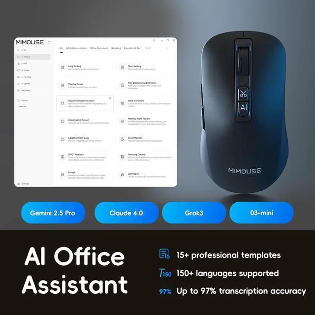 Alt view image 2 of 7 - M4 Wireless Smart Ai Mouse For Pc Laptops,One-Touch Voice Input, Ai Assistant, Meeting Recording, Screenshot Translation, And Multi-Language Compatibility, Is A High-Performance Office Device.