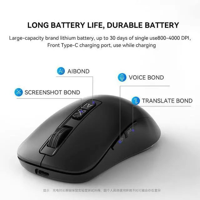 Alt view image 4 of 7 - M4 Wireless Smart Ai Mouse For Pc Laptops,One-Touch Voice Input, Ai Assistant, Meeting Recording, Screenshot Translation, And Multi-Language Compatibility, Is A High-Performance Office Device.