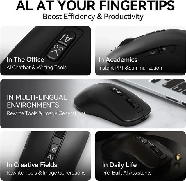 Alt view image 5 of 7 - M4 Wireless Smart Ai Mouse For Pc Laptops,One-Touch Voice Input, Ai Assistant, Meeting Recording, Screenshot Translation, And Multi-Language Compatibility, Is A High-Performance Office Device.