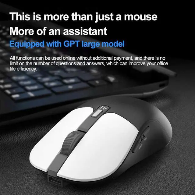 Alt view image 3 of 7 - AI GPT Mouse, Voice Typing, Voice and Word Translation, Multi-Language Reading, Code Generation, SWOT Analysis, Dual 2.4G or Bluetooth Wireless Mode Type-C Charging Port, Win7/10/11; MacOS10.15+