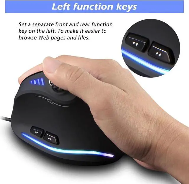 Alt view image 5 of 7 - Vertical Gaming Mouse Vertical Ergonomic Mouse With Joystick Control Adjustable 10000DPI For Gamers/PC/Laptop/Desktop