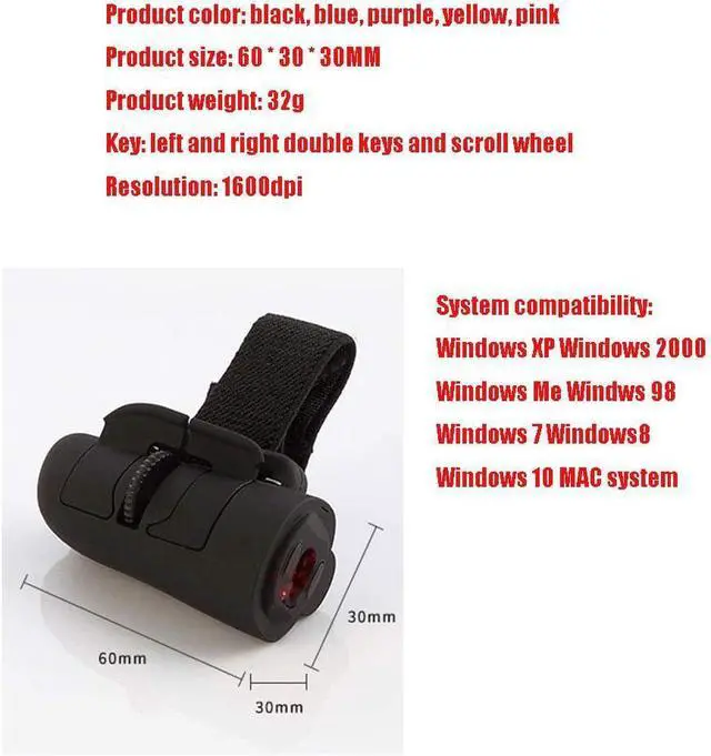 Alt view image 2 of 7 - 2.4G Wireless Finger Mouse Wireless Optical Pen Mouse for Laptop for PC Notebook Computer (3 Pieces) Black 603030MM (Purple 60 * 30 * 30MM)