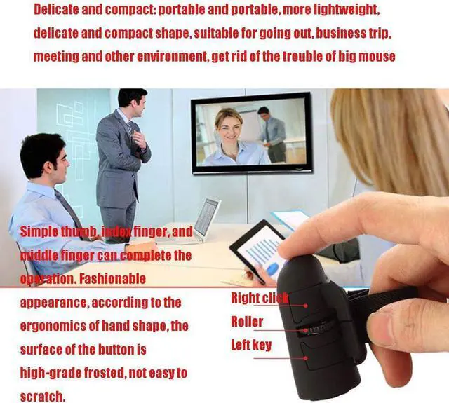 Alt view image 3 of 7 - 2.4G Wireless Finger Mouse Wireless Optical Pen Mouse for Laptop for PC Notebook Computer (3 Pieces) Black 603030MM (Purple 60 * 30 * 30MM)