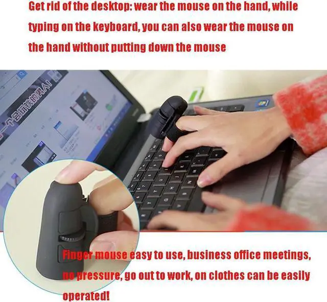 Alt view image 4 of 7 - 2.4G Wireless Finger Mouse Wireless Optical Pen Mouse for Laptop for PC Notebook Computer (3 Pieces) Black 603030MM (Purple 60 * 30 * 30MM)