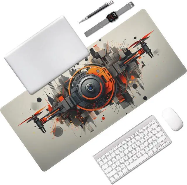 Alt view image 2 of 6 - Cute Drone Aerial Photography Pattern Mouse Pad 35.5 x 16 Inch, Non-Slip Rubber Base, Ergonomic Design for Pain Relief, Perfect for Computer Users