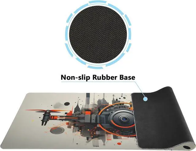 Alt view image 4 of 6 - Cute Drone Aerial Photography Pattern Mouse Pad 35.5 x 16 Inch, Non-Slip Rubber Base, Ergonomic Design for Pain Relief, Perfect for Computer Users