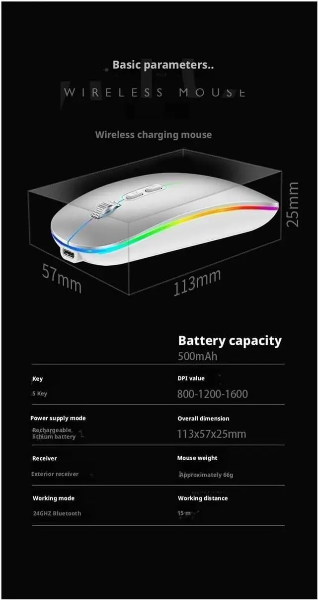 Alt view image 2 of 7 - Bluetooth Dual-Mode Wireless Mouse(Singlemodemetalash)