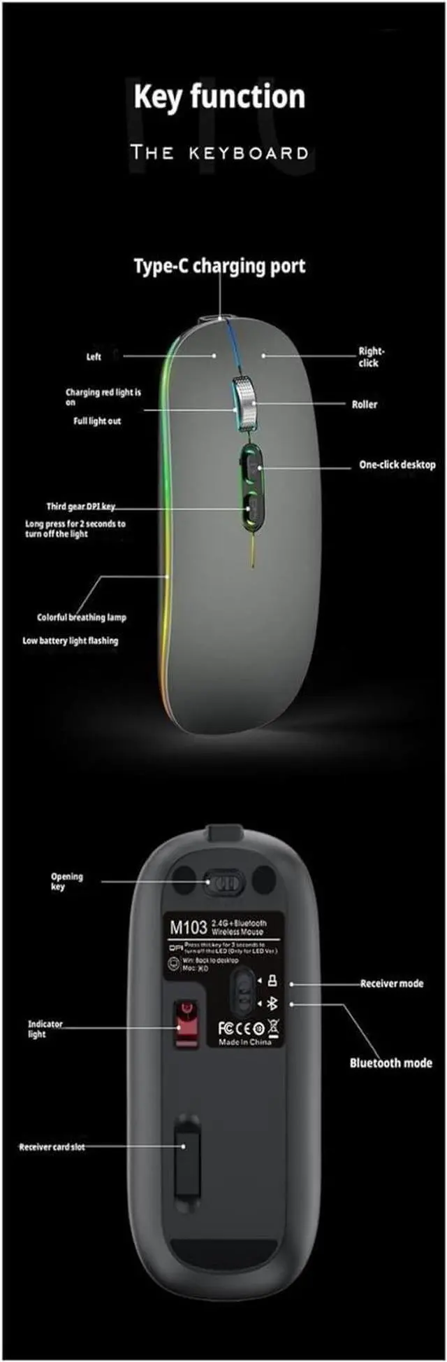 Alt view image 3 of 7 - Bluetooth Dual-Mode Wireless Mouse(Singlemodemetalash)