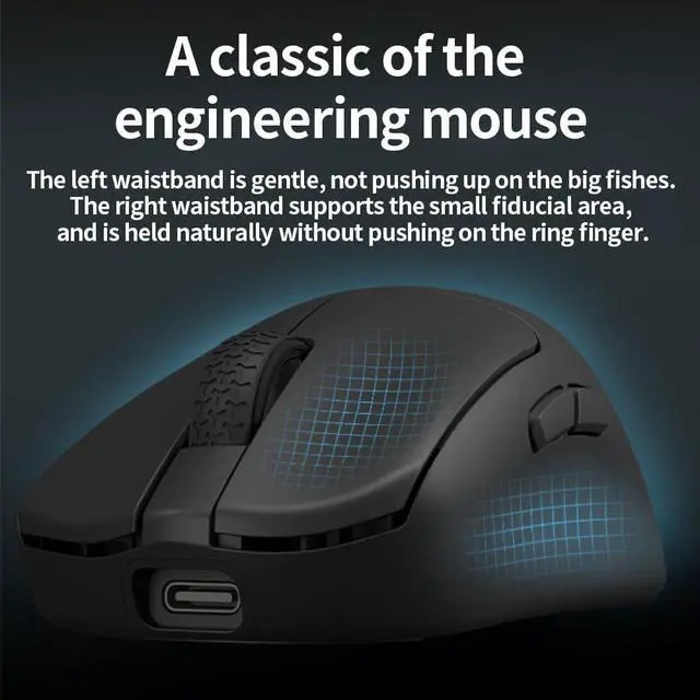 Alt view image 4 of 7 - Darmoshark N7MAX Wireless Gaming Mouse, Triple Mode 8K, 8K Receiver with Display, 30000DPI 750IPS 50G, PAW3950 Sensor, 49±2g Ultra Lightweight, Web Driver Program (BT/2.4 G/Tpye-C)