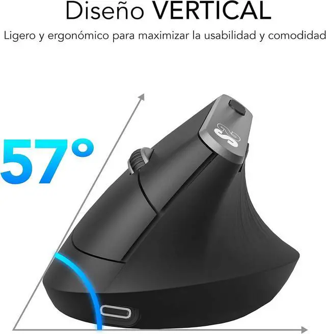 Alt view image 5 of 7 - Nature Vertical Ergo Dual Mouse Battery Black