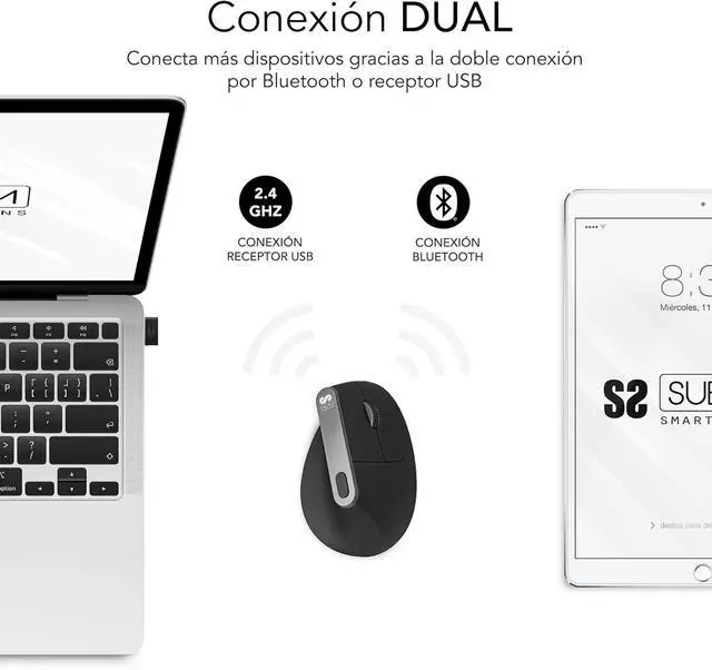 Alt view image 3 of 7 - Nature Vertical Ergo Dual Mouse Battery Black