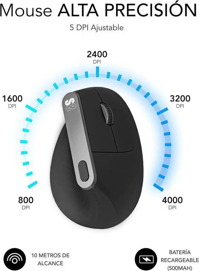 Alt view image 7 of 7 - Nature Vertical Ergo Dual Mouse Battery Black