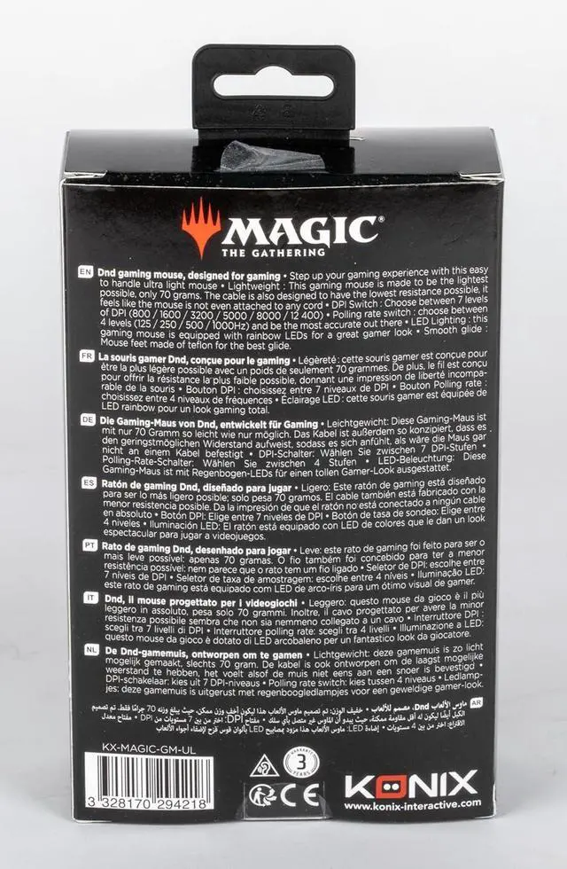 Alt view image 6 of 6 - Magic The Gathering Wired Gaming Mouse Ultra Light 70g for PC - 7 DPI Levels - LED Backlight - Black and White