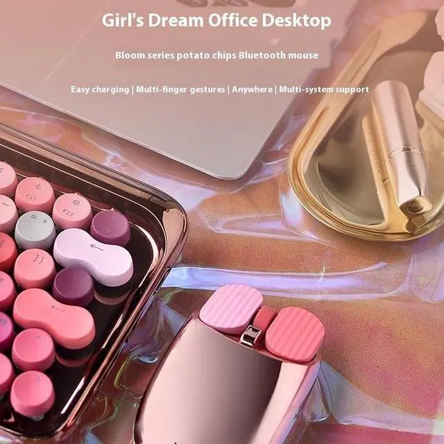 Alt view image 6 of 7 - Wireless Mouse  Rose Gold, Rechargeable, Silent Click, Multi-Gesture Touch Surface, Slim Ergonomic Design, for PC, Laptop, MacBook, Mac, Windows