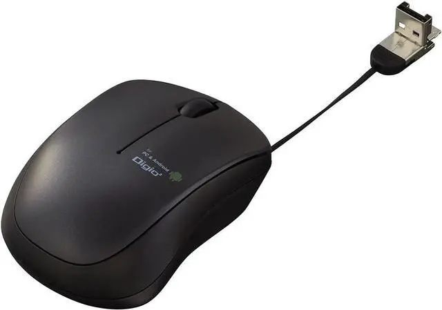 Main image of Nakabayashi Co.,Ltd Mouse with retractable cable, have both interfaces USB-A and Micro-B, For Window and Android and Mac