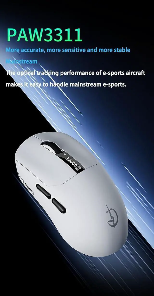 Alt view image 7 of 7 - holy sword M890 Lightweight Gaming Mouse, 24000 DPI, 2000Hz, LCD Display, Bluetooth/2.4G/Wired, Pink/Black/White (Pink)