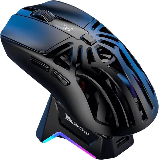 Main image of M8 Gaming Mouse, Triple Mode Connection, 12000 DPI PAW3311 Sensor, RGB Lighting, 500mAh Battery, Type-C + 2.4G + BT5.1 (Black-Standard)