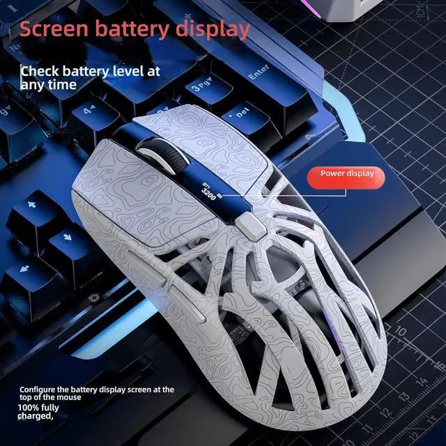 Alt view image 4 of 7 - M8 Gaming Mouse, Triple Mode Connection, 12000 DPI PAW3311 Sensor, RGB Lighting, 500mAh Battery, Type-C + 2.4G + BT5.1 (Black-Standard)