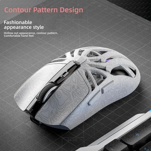 Alt view image 6 of 7 - M8 Gaming Mouse, Triple Mode Connection, 12000 DPI PAW3311 Sensor, RGB Lighting, 500mAh Battery, Type-C + 2.4G + BT5.1 (Black-Standard)