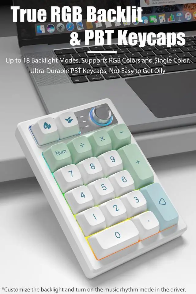 Alt view image 5 of 7 - Tri-Mode Gasket Creamy Mechanical Numpad with Tri-Mode Gaming Mouse