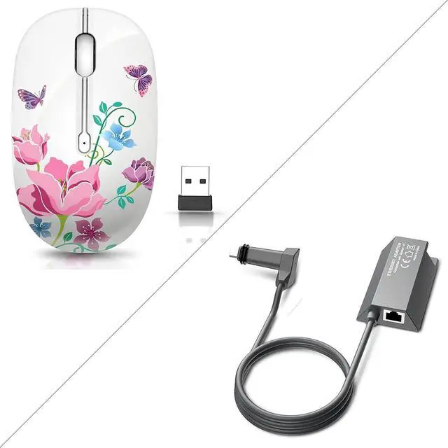 Main image of Wireless Mouse with Nano Receiver for PC & Starlink Ethernet Adapter for Wired External Network Gen2