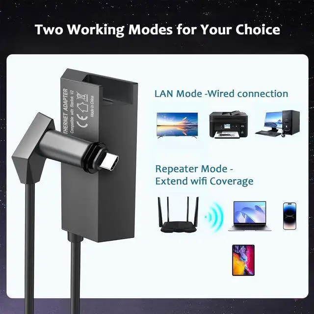 Alt view image 6 of 7 - Wireless Mouse with Nano Receiver for PC & Starlink Ethernet Adapter for Wired External Network Gen2