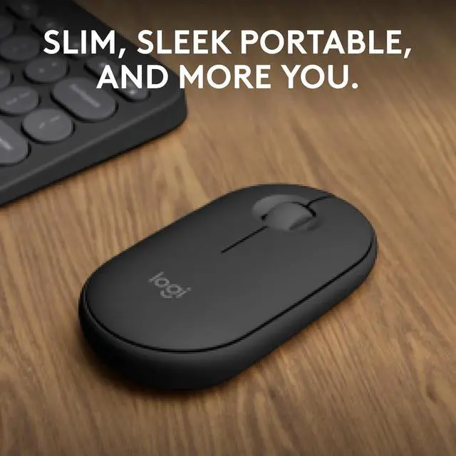 Alt view image 2 of 7 - generuc Pebble Mouse 2 M350s Slim Bluetooth Wireless Mouse, Portable, Lightweight, Customisable Button, Quiet Clicks, Easy-Switch for Windows, macOS, iPadOS, Android, Chrome OS - Tonal Graphite