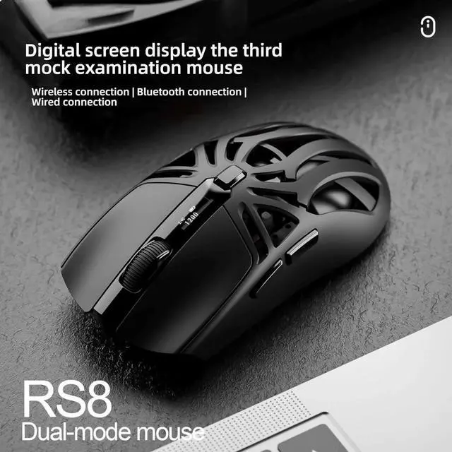 Alt view image 3 of 7 - Hole Hollow Gamin Mouse with 6-Speed DPI, 2.4G Wireless & Bluetooth 5.1, Type-C Charging, 10000Hz Polling Rate (White)