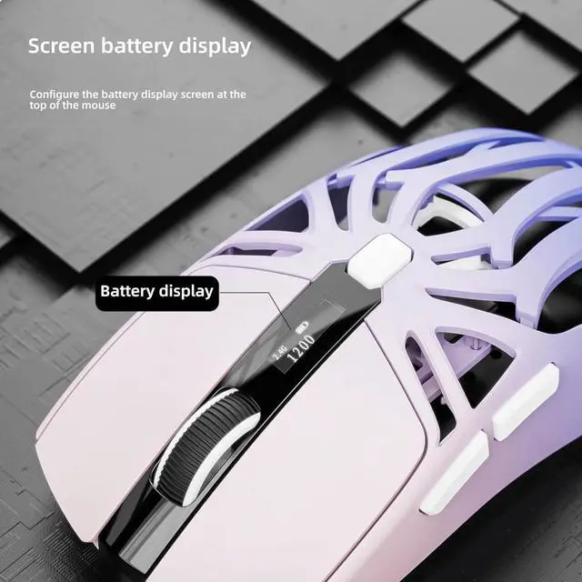 Alt view image 5 of 7 - Hole Hollow Gamin Mouse with 6-Speed DPI, 2.4G Wireless & Bluetooth 5.1, Type-C Charging, 10000Hz Polling Rate (White)