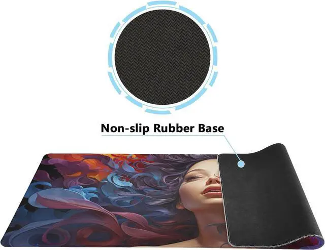 Alt view image 4 of 6 - Durable and Washable Oil Painting Designed Mouse Pad 35.5 x 16 Inch, Non-Slip Rubber Base, Ideal for Easy Typing and Gaming