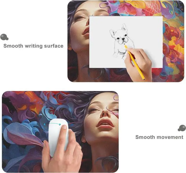 Alt view image 3 of 6 - Durable and Washable Oil Painting Designed Mouse Pad 35.5 x 16 Inch, Non-Slip Rubber Base, Ideal for Easy Typing and Gaming