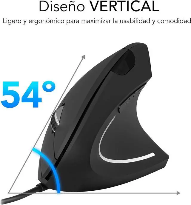 Alt view image 4 of 7 - Glide Vertical Ergo Wired Mouse Black, Black/White