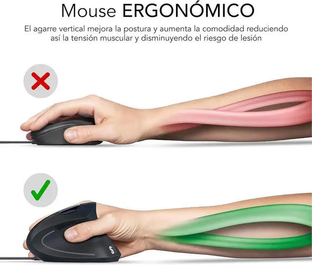 Alt view image 7 of 7 - Glide Vertical Ergo Wired Mouse Black, Black/White