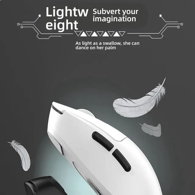 Alt view image 7 of 7 - H8 Gaming Mouse, 12000 DPI, Triple Mode 2.4G/BT/Wired, 1000Hz, 55g Lightweight, Carbon Fiber Design (H8-White)